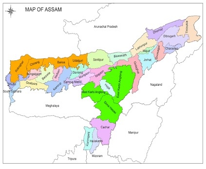 Map Of Assam With Districts